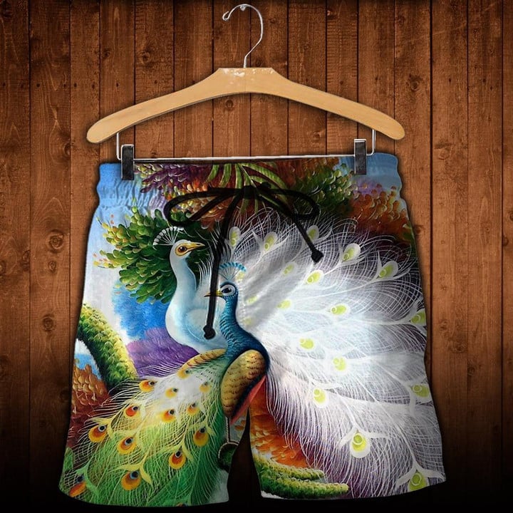Peacock Tropical Colorful Art - Beach Shorts