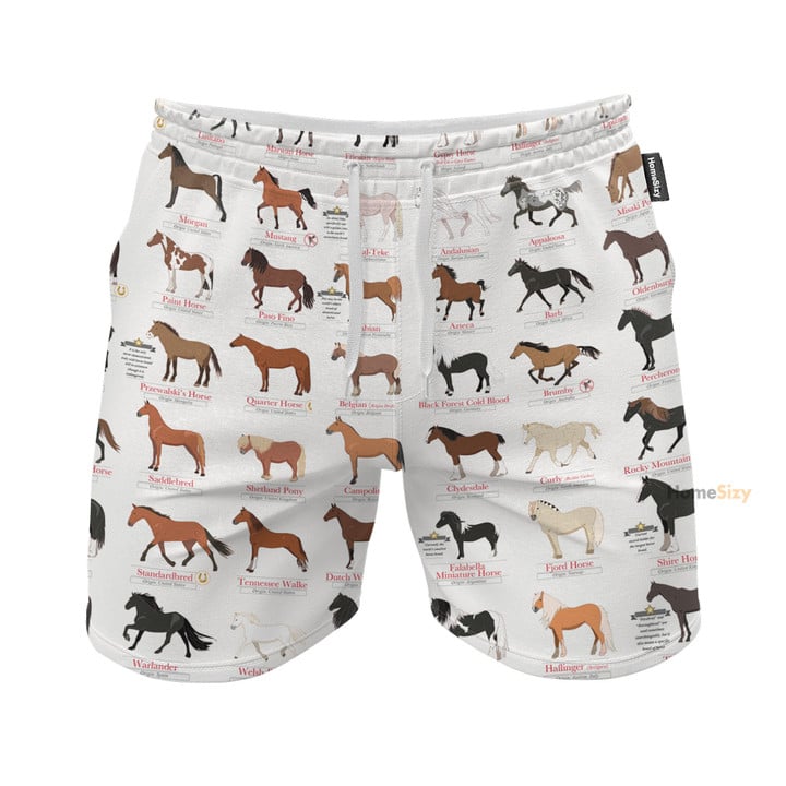 Different Types Of Horses - Beach Shorts