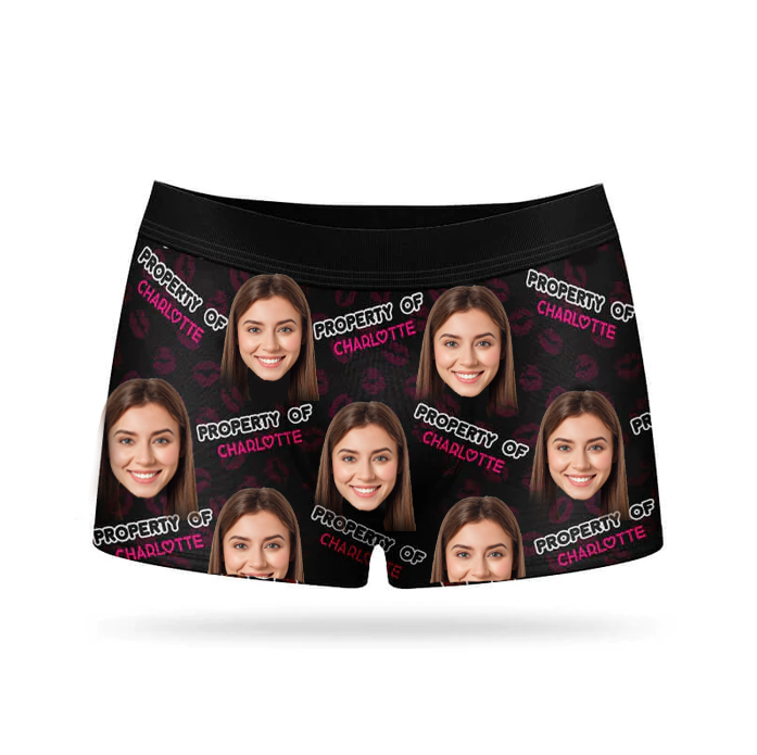 Custom Photo The Property Of You - Valentine Gift For Boyfriend, Husband - Personalized Men's Boxer Briefs