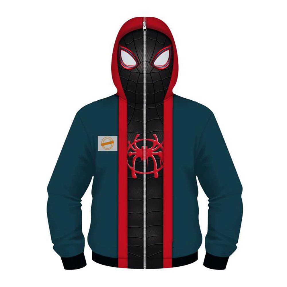 Miles Morales Into The Spider Zip Costume Cosplay - Kid Hoodie