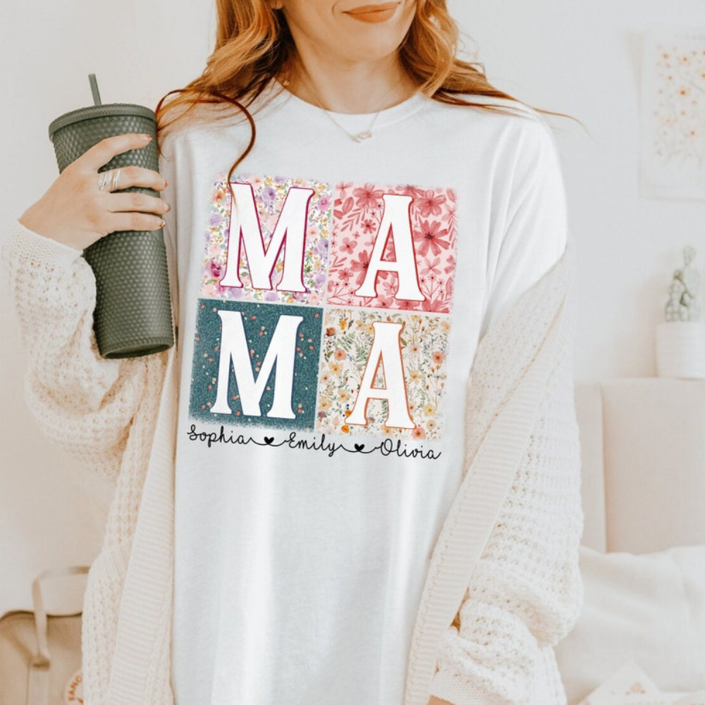 Custom Name Mama Flowers Bloom In The Spring - Gift For Mom, Grandma - Personalized Unisex Shirt