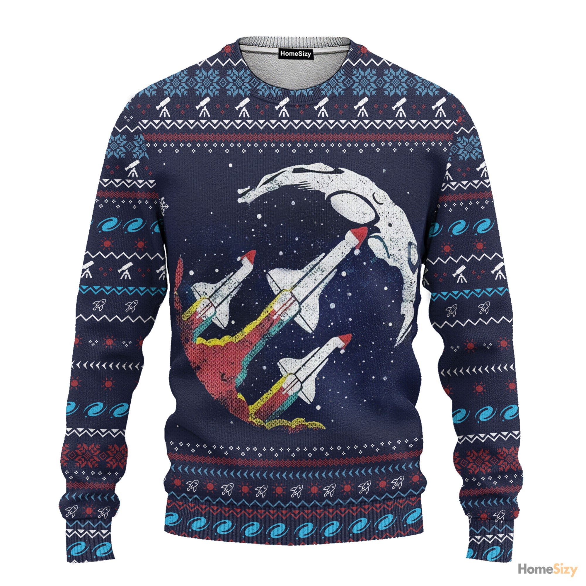 Nasa Retro Rocket Ugly Sweater - Best Gift For Christmas