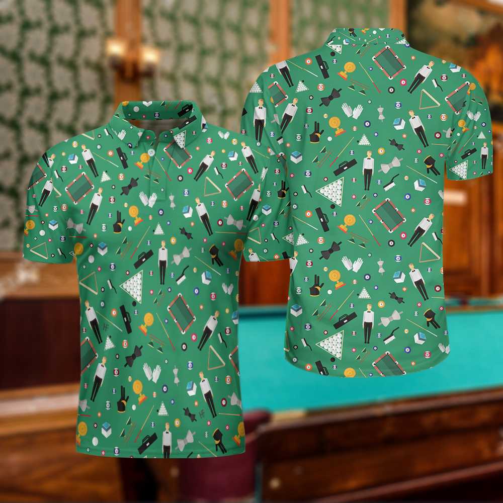 Seamless Texture Pattern Billiards Polo Shirt For Men
