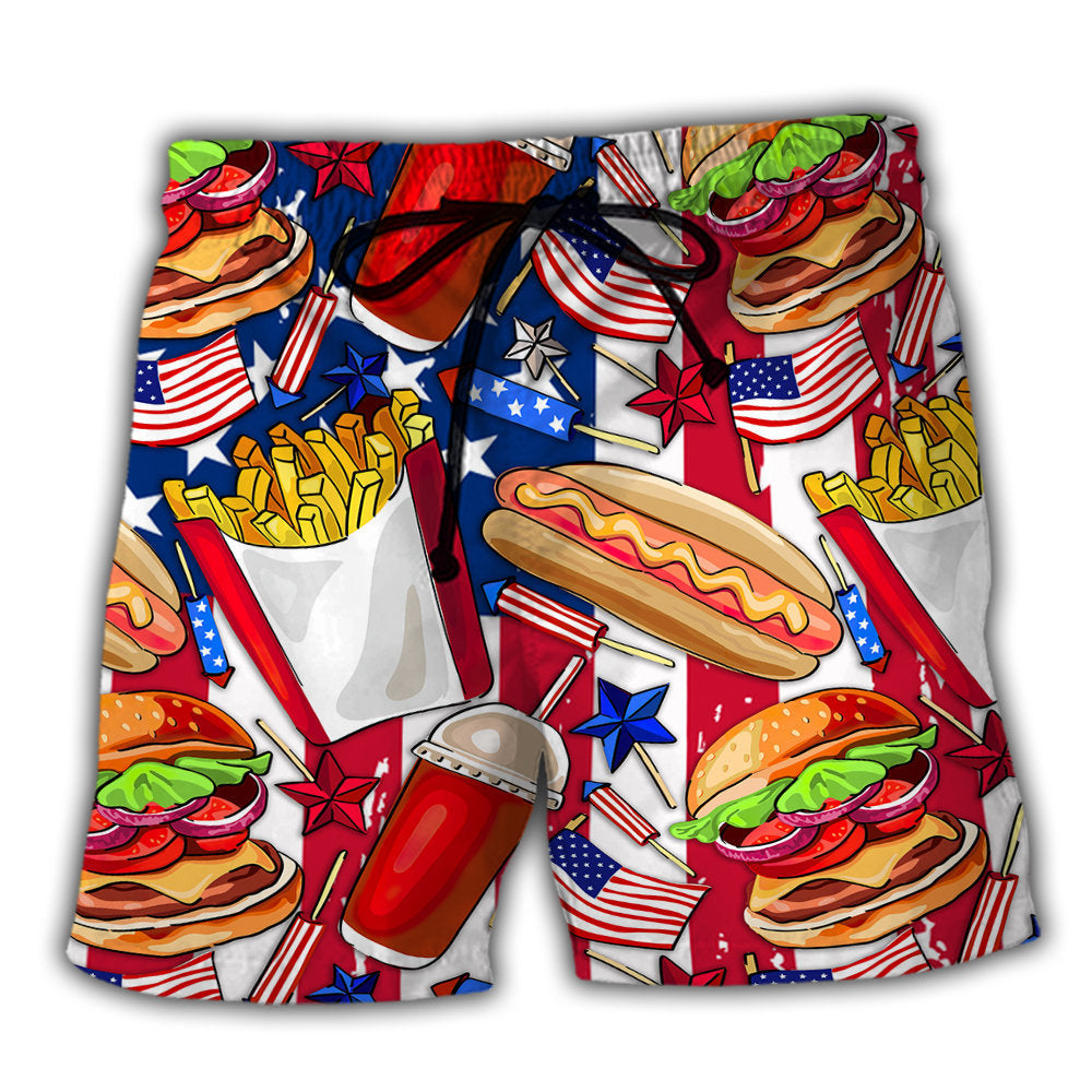 Food Independence Day Star America - Beach Shorts