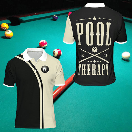 Pool Is My Therapy Billiards Polo Shirt For Men