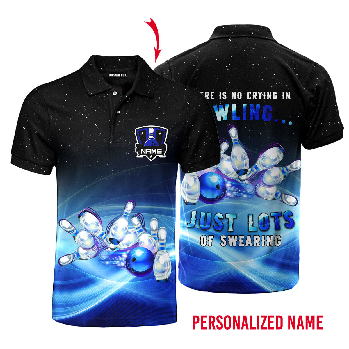 Custom Name There Is No Crying In Bowling Galaxy - Personalized Men Polo Shirt