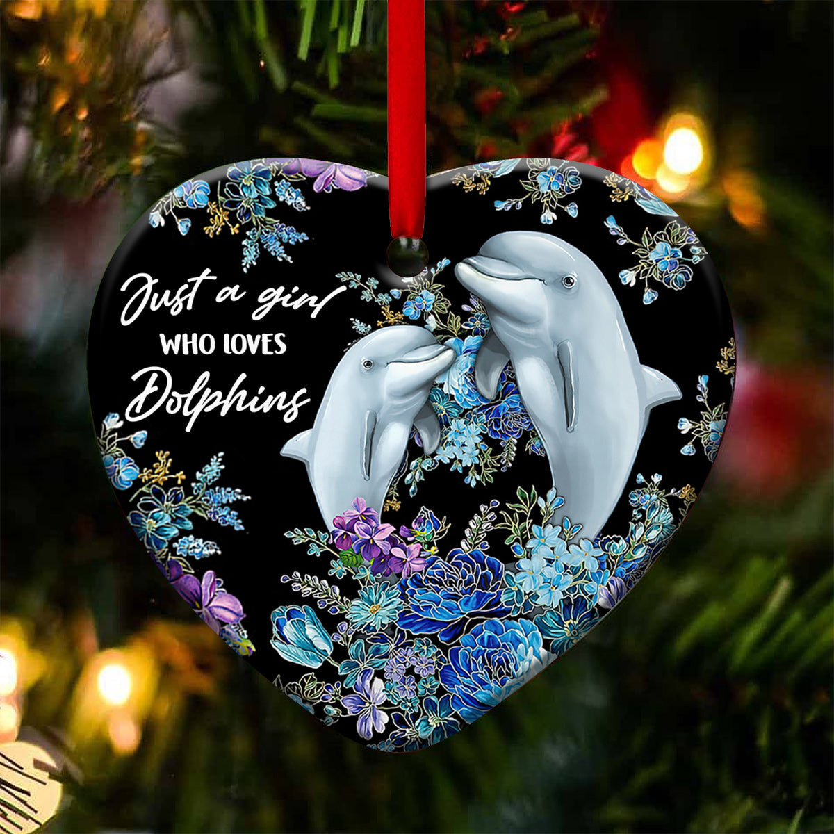 Dolphin Just A Girl Who Loves Dolphins Heart Ceramic Ornament