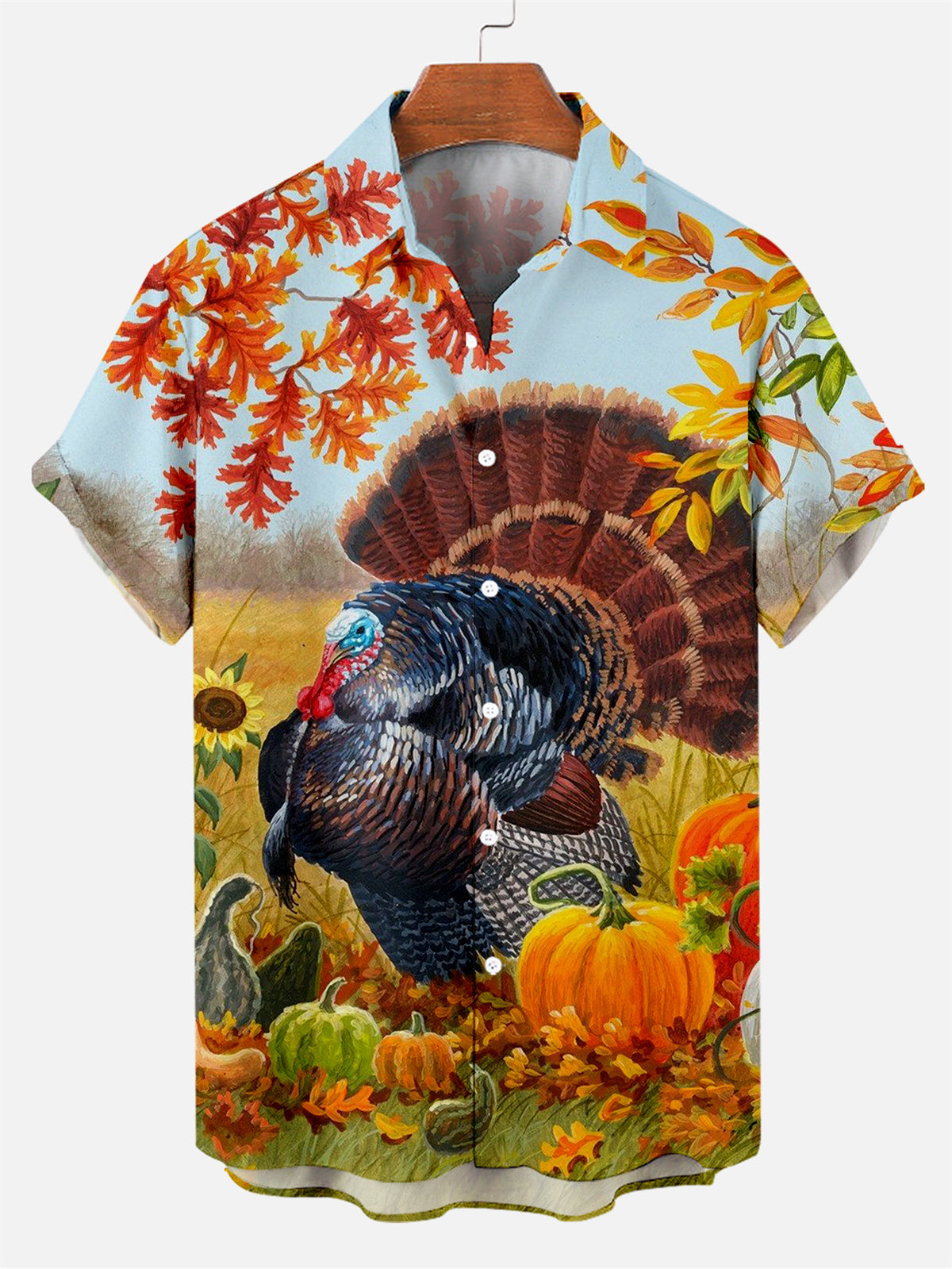 Men's Thanksgiving Day Turkey Pumpkin Art - Hawaiian Shirt