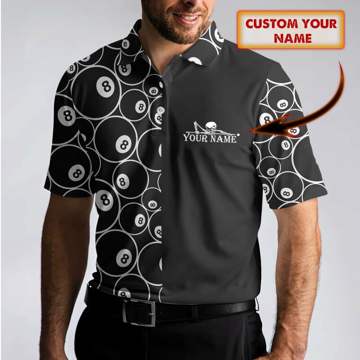 Custom Name Team Shirts Billiard Black - Personalized Men Polo Shirt