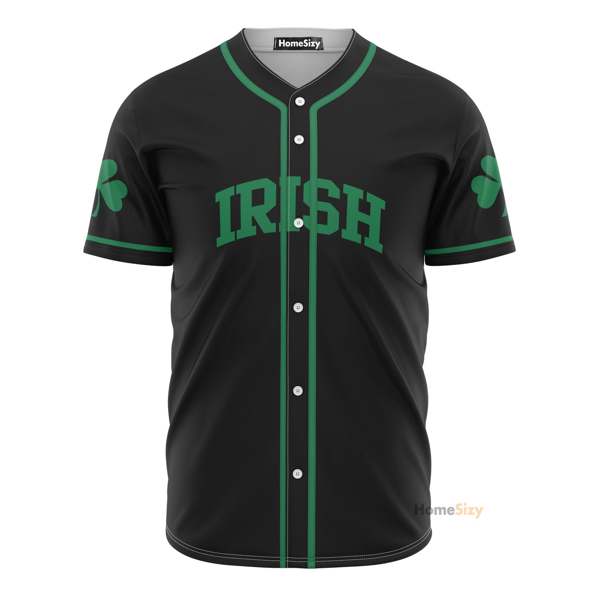 Custom Name Irish Black Green - Personalized Baseball Jersey