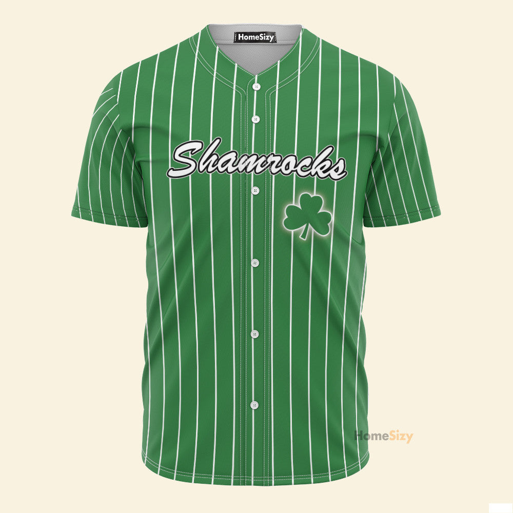 Pinstripe Shamrock Irish Patricks Day - Baseball Jersey