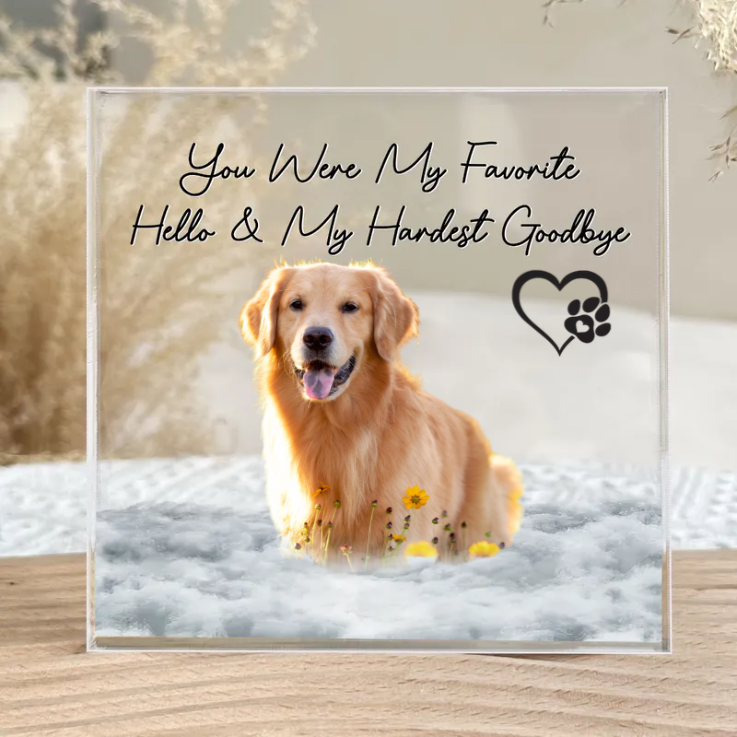 Custom Photo You Were My Hardest Goodbye - Memorial Gift For Pet Lovers - Personalized Square Shaped Acrylic Plaque