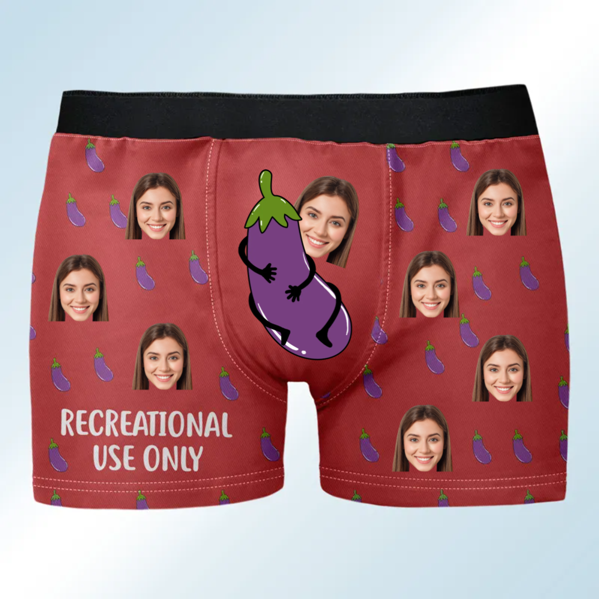 Custom Photo Eggplant Recreational Use Only - Funny Gift For Husband, Boyfriend- Personalized Men's Boxer Briefs