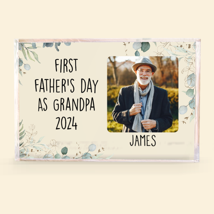 Custom Photo First Father's Day - Gift For Grandpa - Personalized Acrylic Plaque