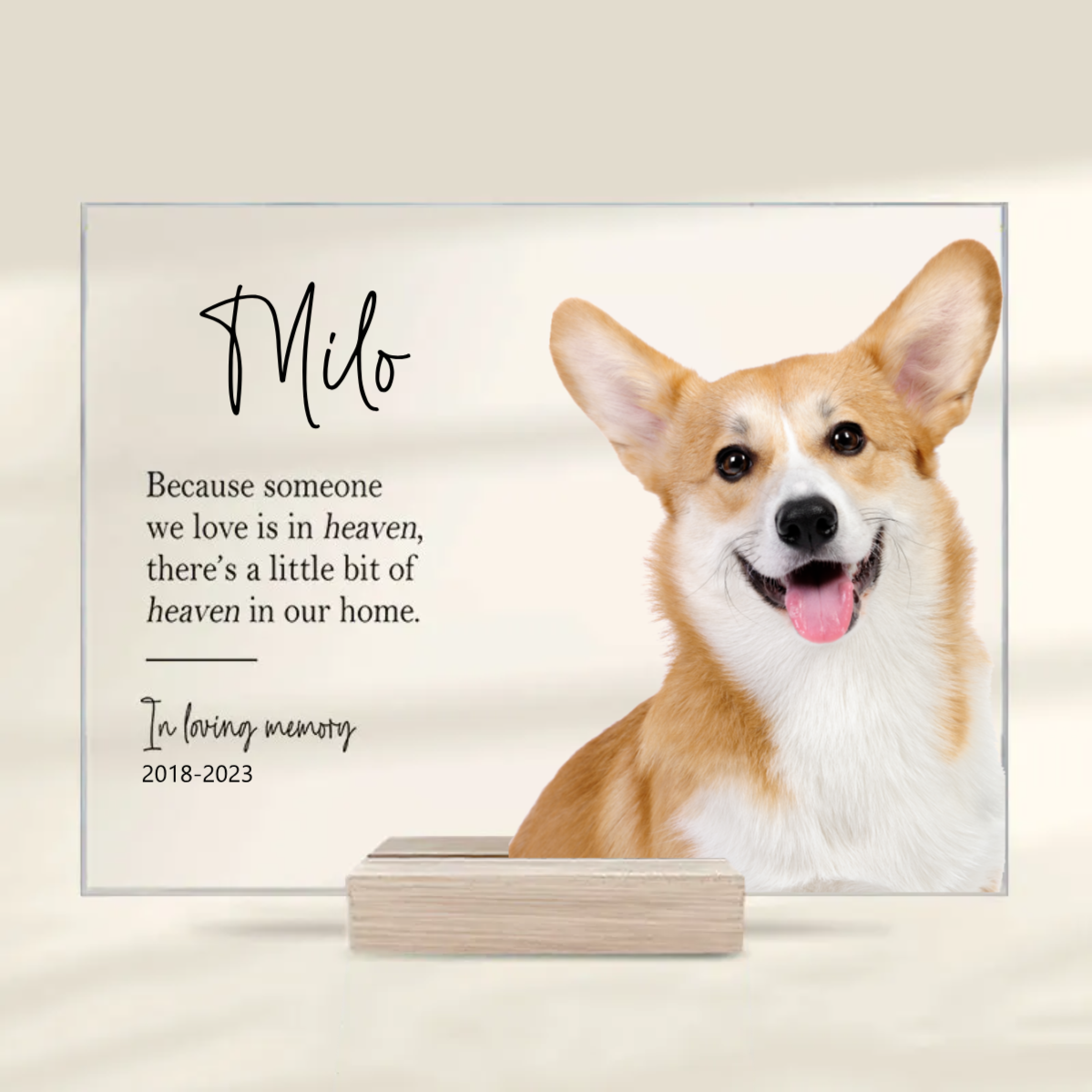 Custom Photo Heaven In Our Home - Memorial Gift For Pet Lovers - Personalized Acrylic Plaque