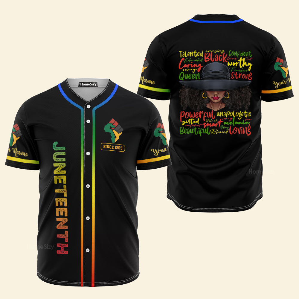 AfricanBlackHistoryAfricanAmericanLadiesJuneteenth CustomNameBaseballJersey
