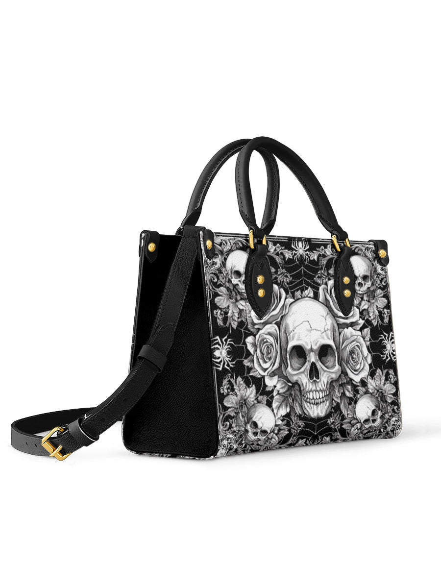 BlackRoseDarkSkullGothicArt PersonalizedLeatherHandbag Giftforher_2