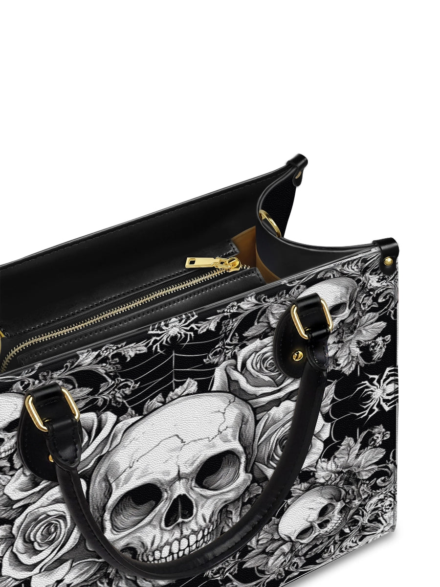 BlackRoseDarkSkullGothicArt PersonalizedLeatherHandbag Giftforher_3