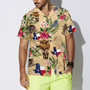 BrownTribalPatternTexasHawaiianShirtForMen_ArmadilloAndLonghorn_4