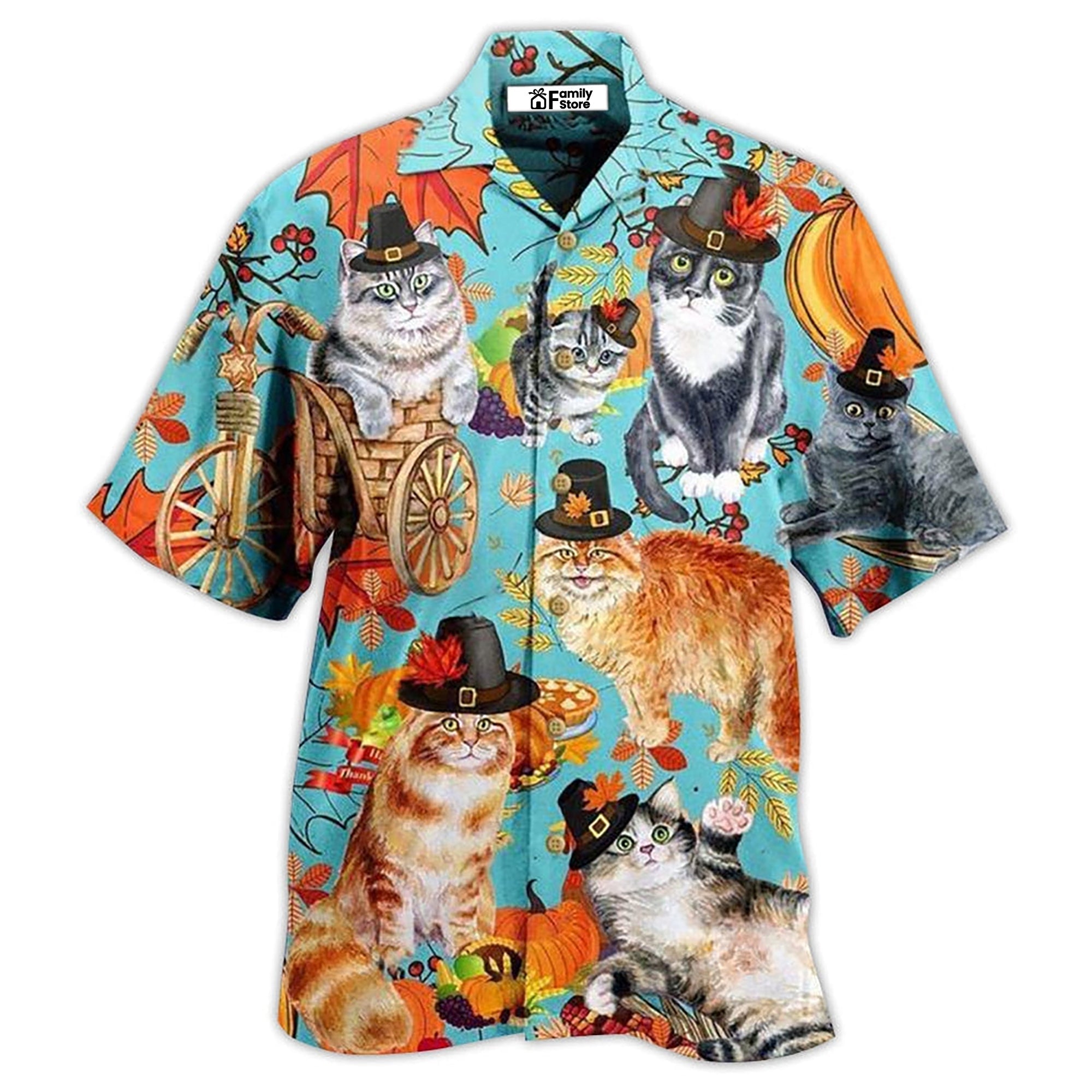 Cat Happy Thanksgiving - Gift For Cat Lovers - Hawaiian Shirt