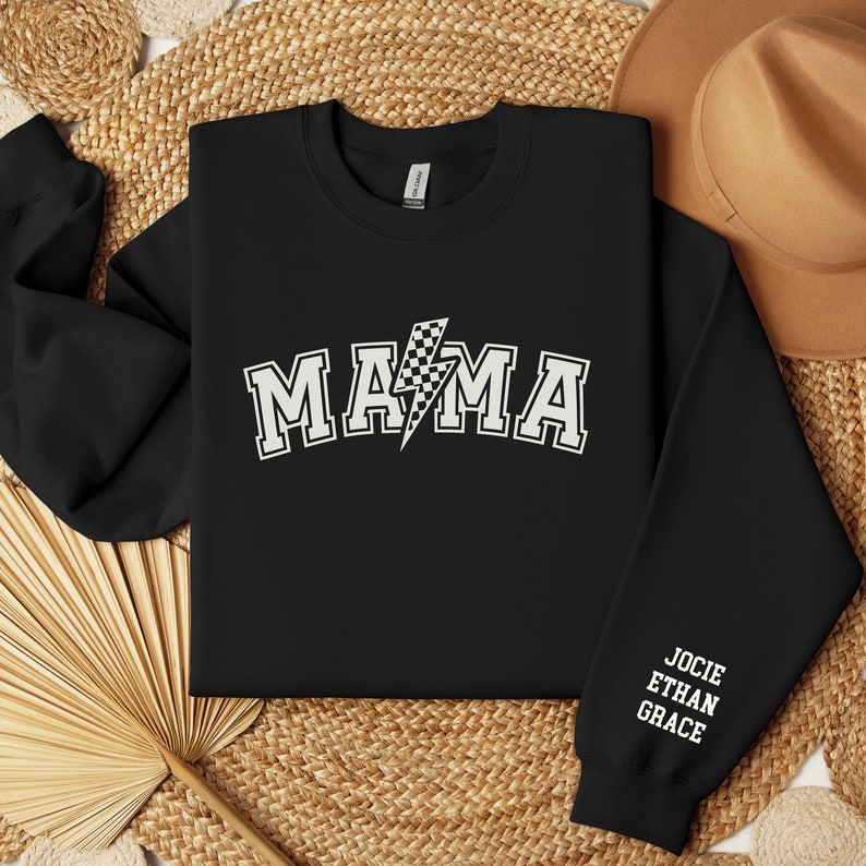Mama Thunderstorm Lightning Symbol - Gift For Mom - Personalized Sleeve Sweatshirt