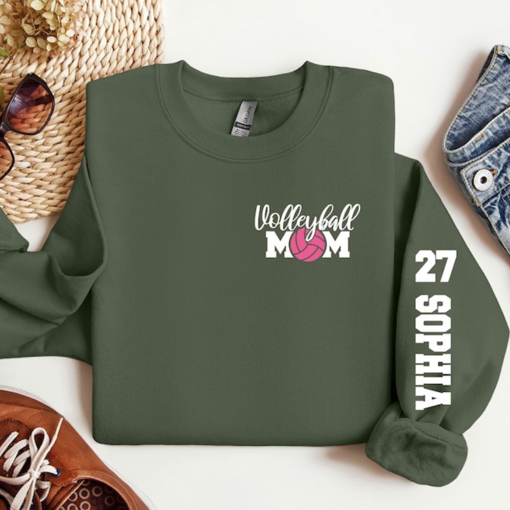 Volleyball Mom On The Game Day - Gift For Mom - Personalized Sleeve Sweatshirt