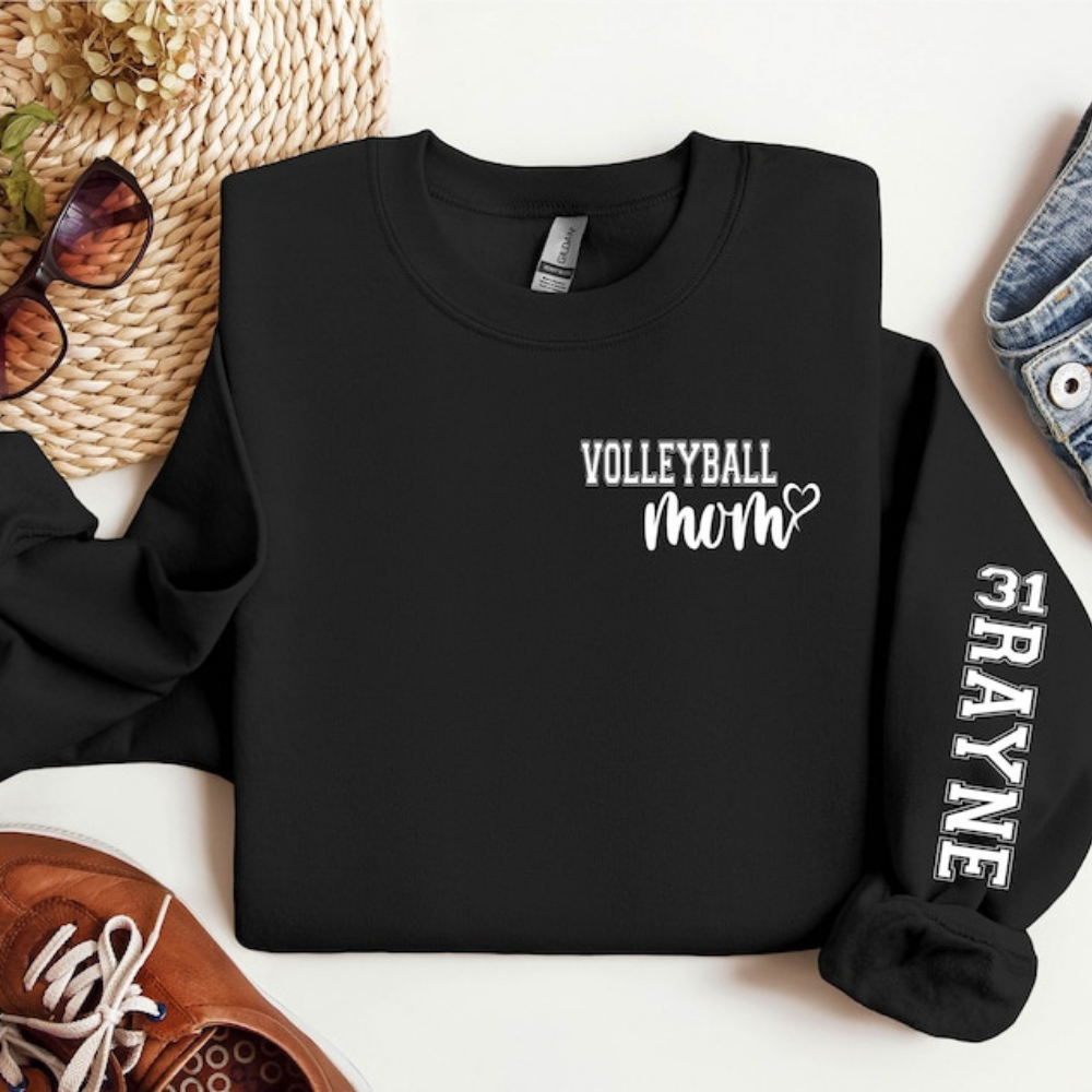 Volleyball Mom - Gift For Mother - Personalized Sleeve Sweatshirt