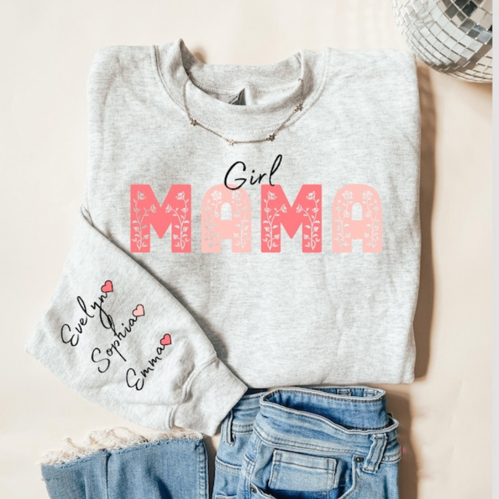 Mama Always Loves Her Daughters - Gift For Mom - Personalized Sleeve Sweatshirt