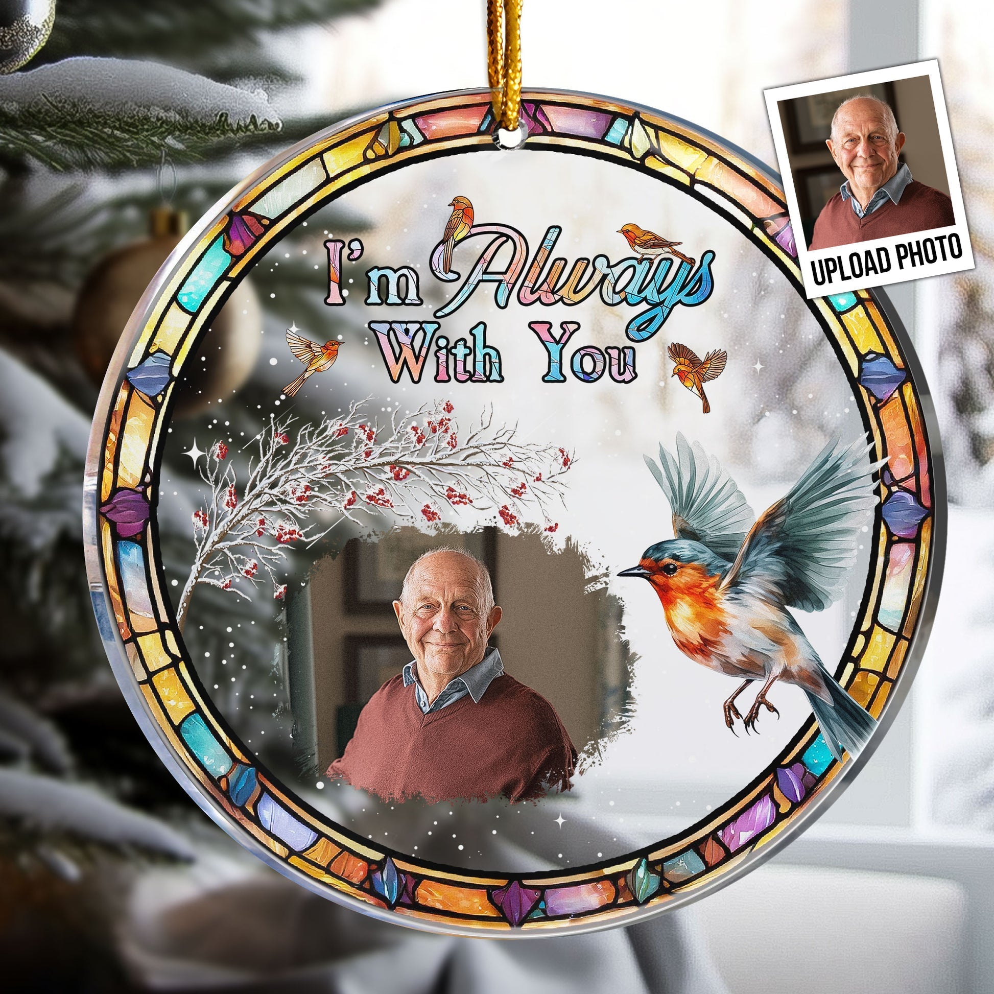 I Am Here With You Cardinal Personalized Acrylic Photo Ornament_1