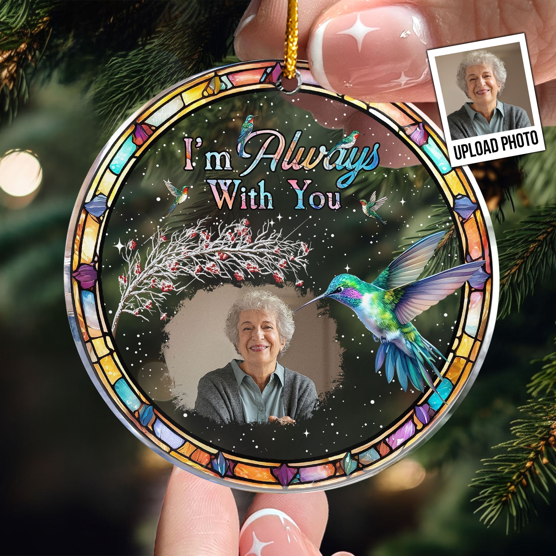 I Am Here With You Cardinal Personalized Acrylic Photo Ornament_2