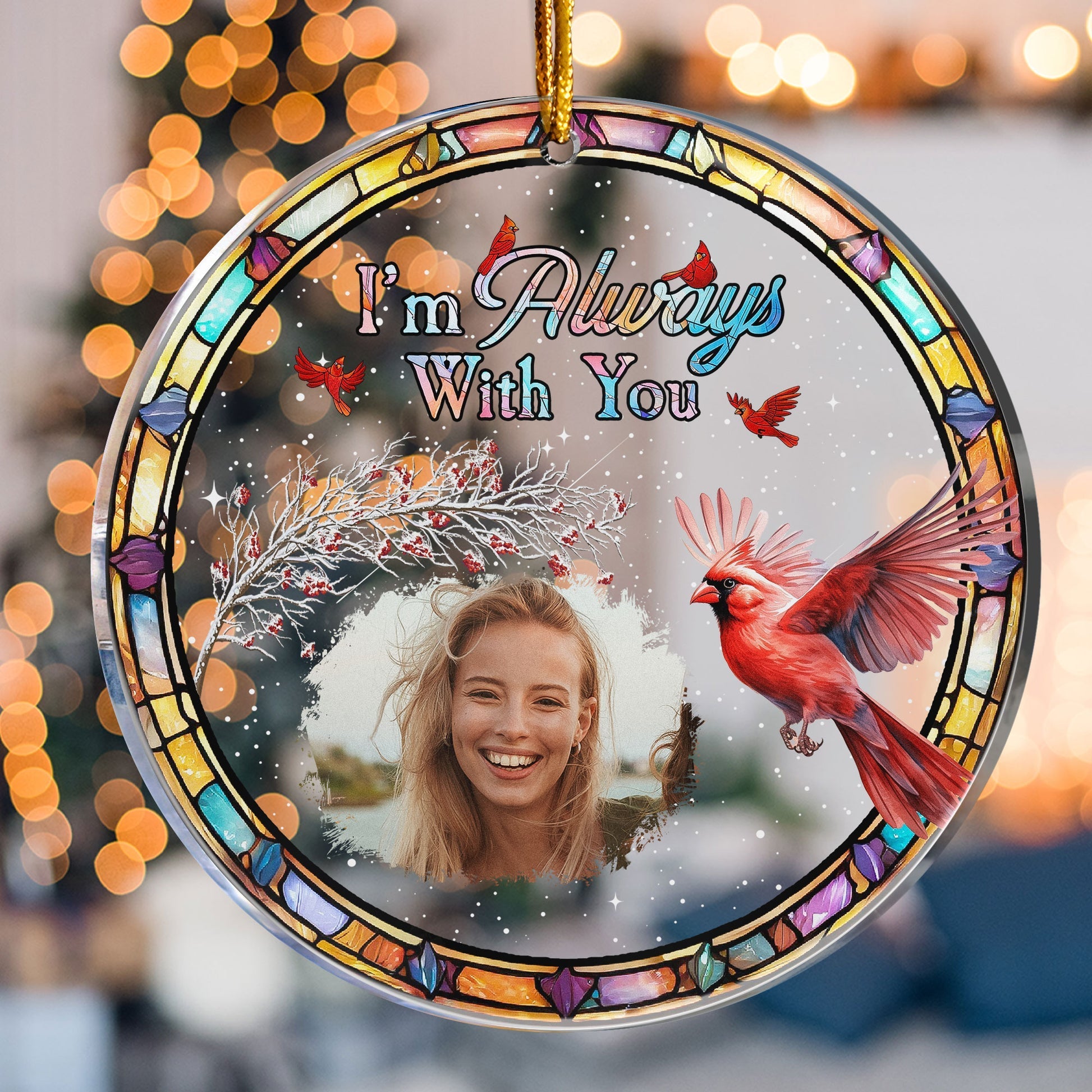 I Am Here With You Cardinal Personalized Acrylic Photo Ornament_5