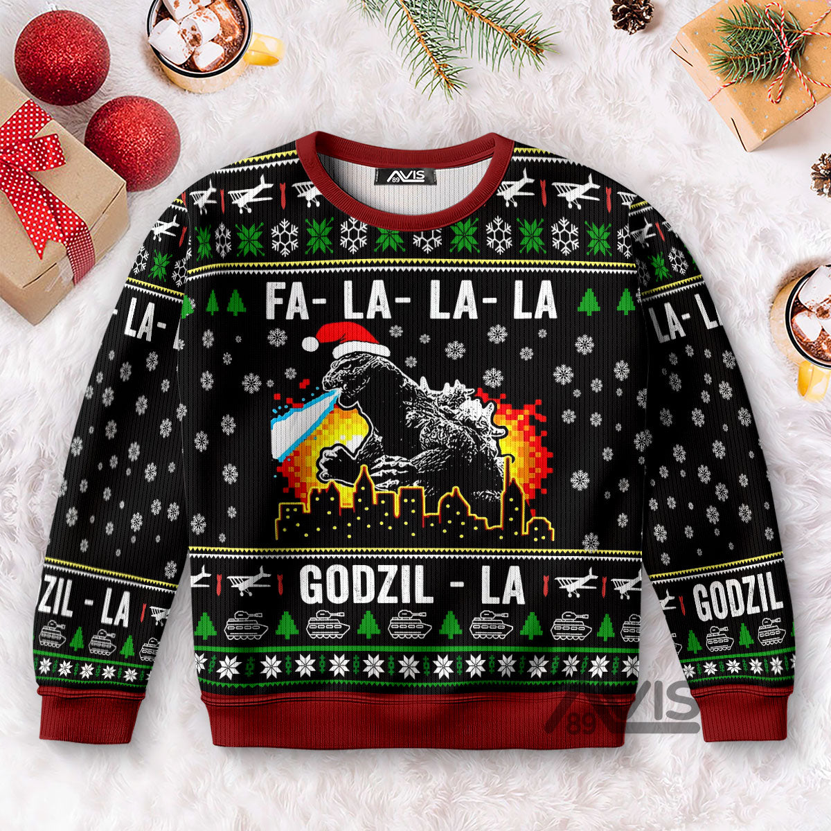 Fa La Funny Godzilla - Ugly Christmas Sweater
