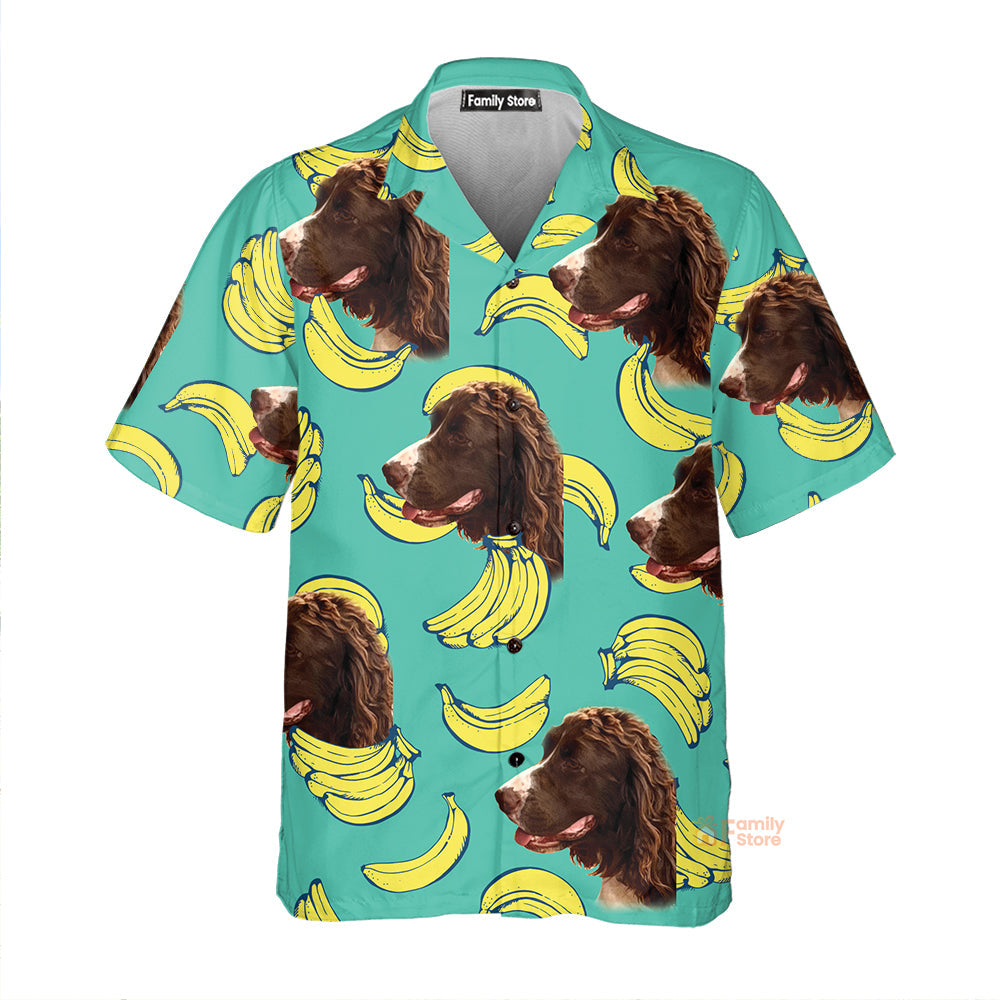 (Custom Photo) Puppy Lovers Gift  Banana Pattern Mint Color Hawaiian Shirt