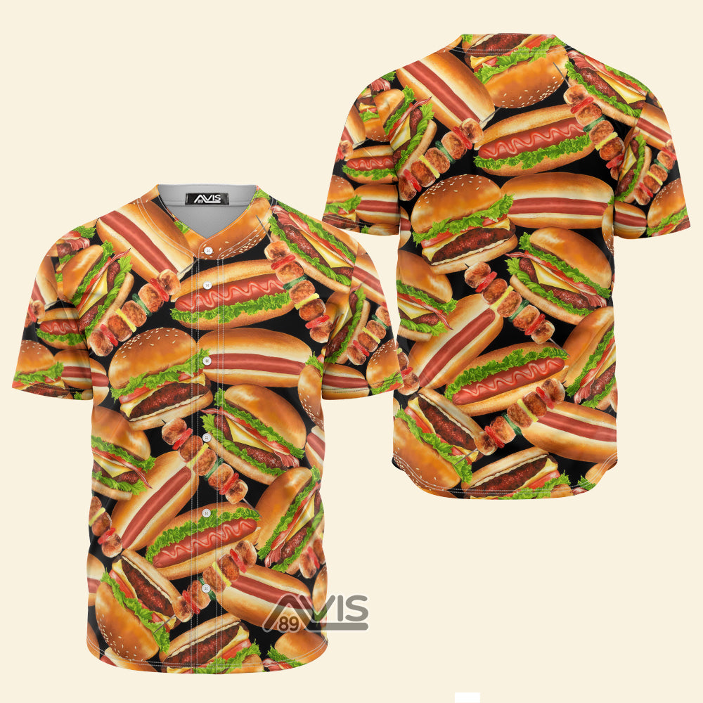 Avis89 Food Hamberger Art Style - Baseball Tee Jersey