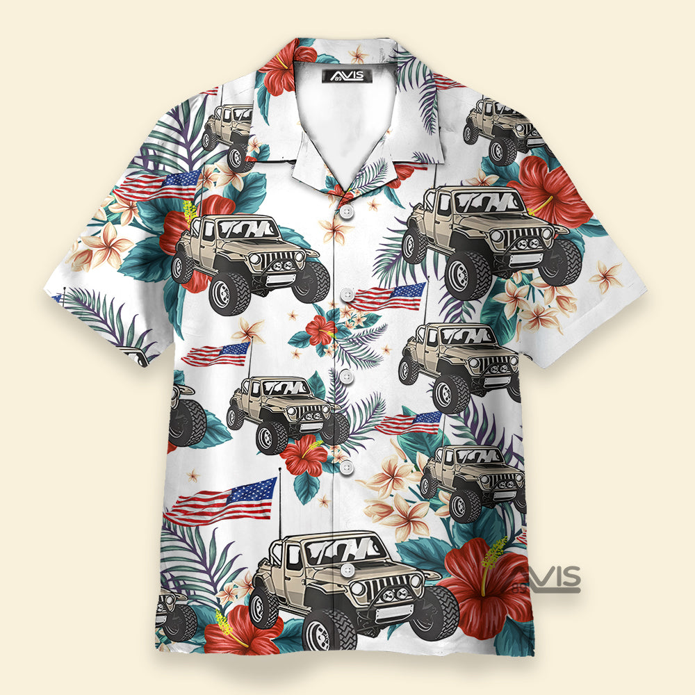Jeep Independence Day Flower Style - Hawaiian Shirt