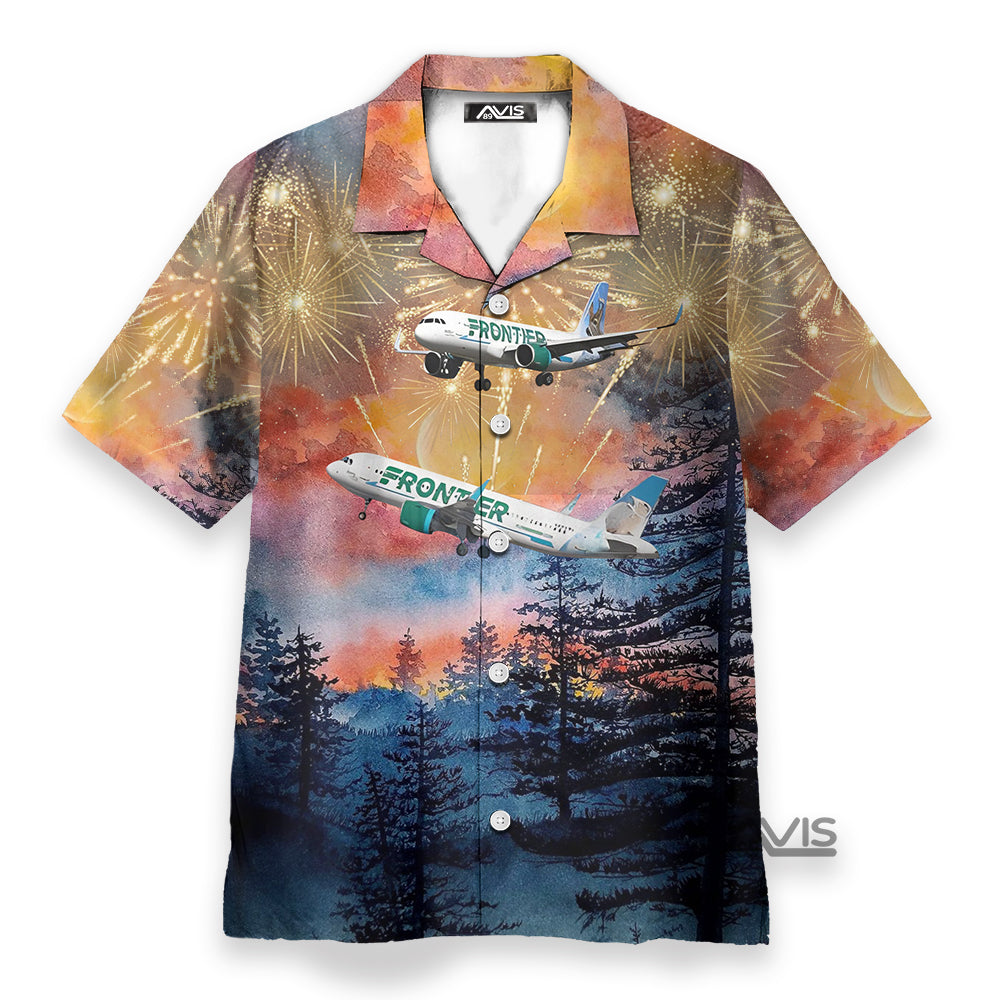 Frontier Airlines Airbus A320-251N Independence Day Hawaiian Shirt