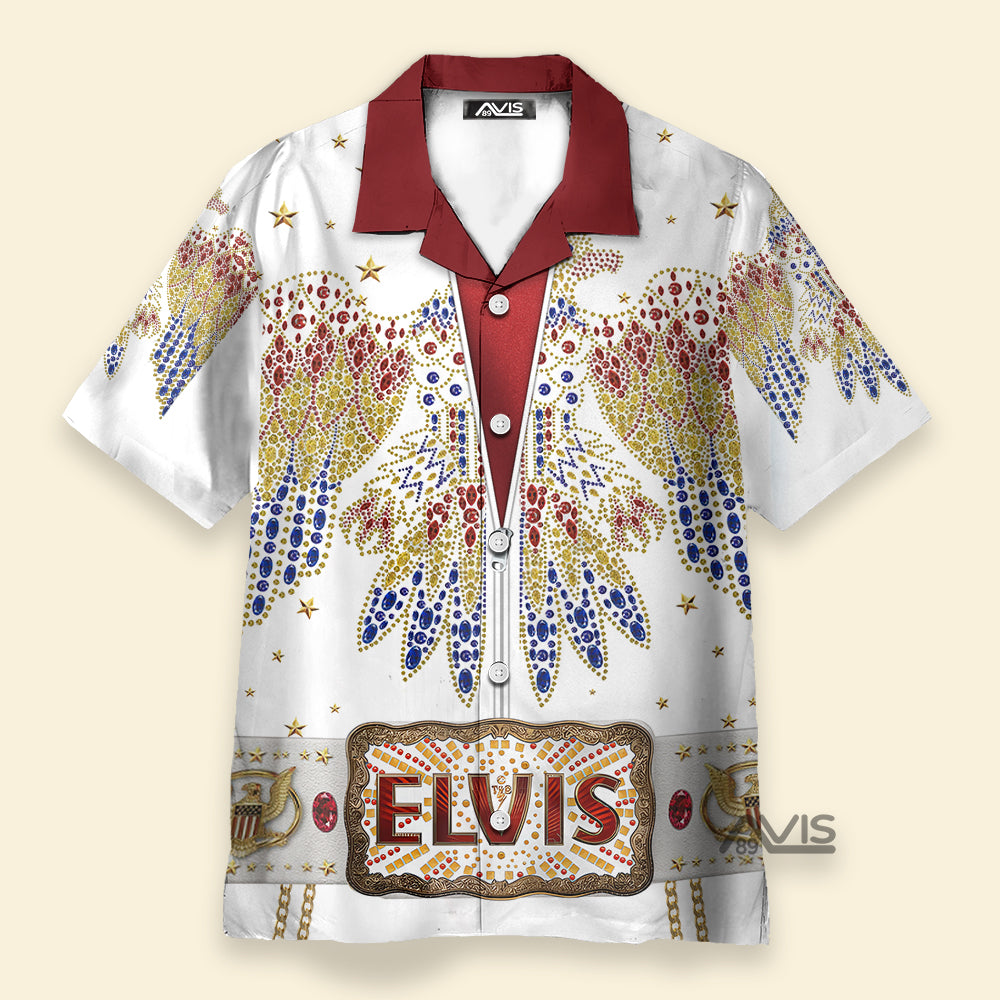 Elvis Aloha White - Costume Cosplay Hawaiian Shirt