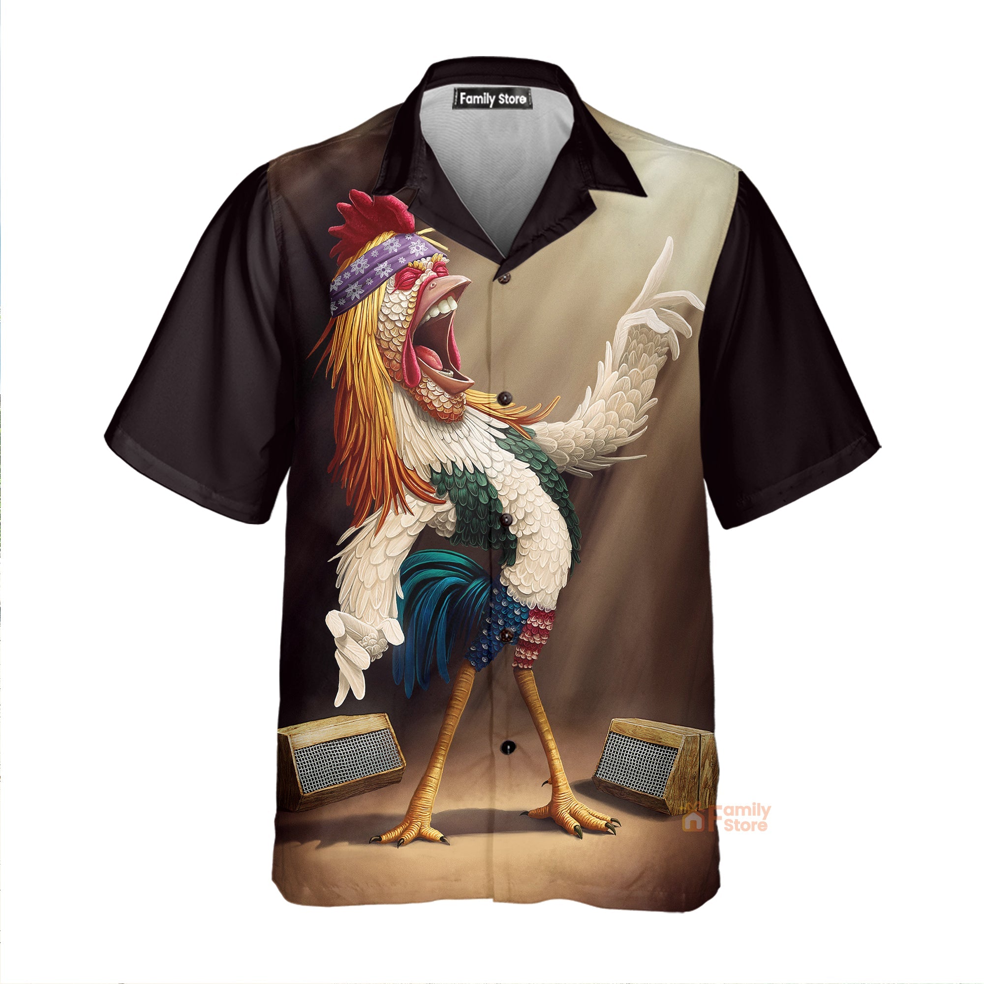 Rooster Chest Pocket Short Sleeves Casual Shirts Hawaiian Shirt