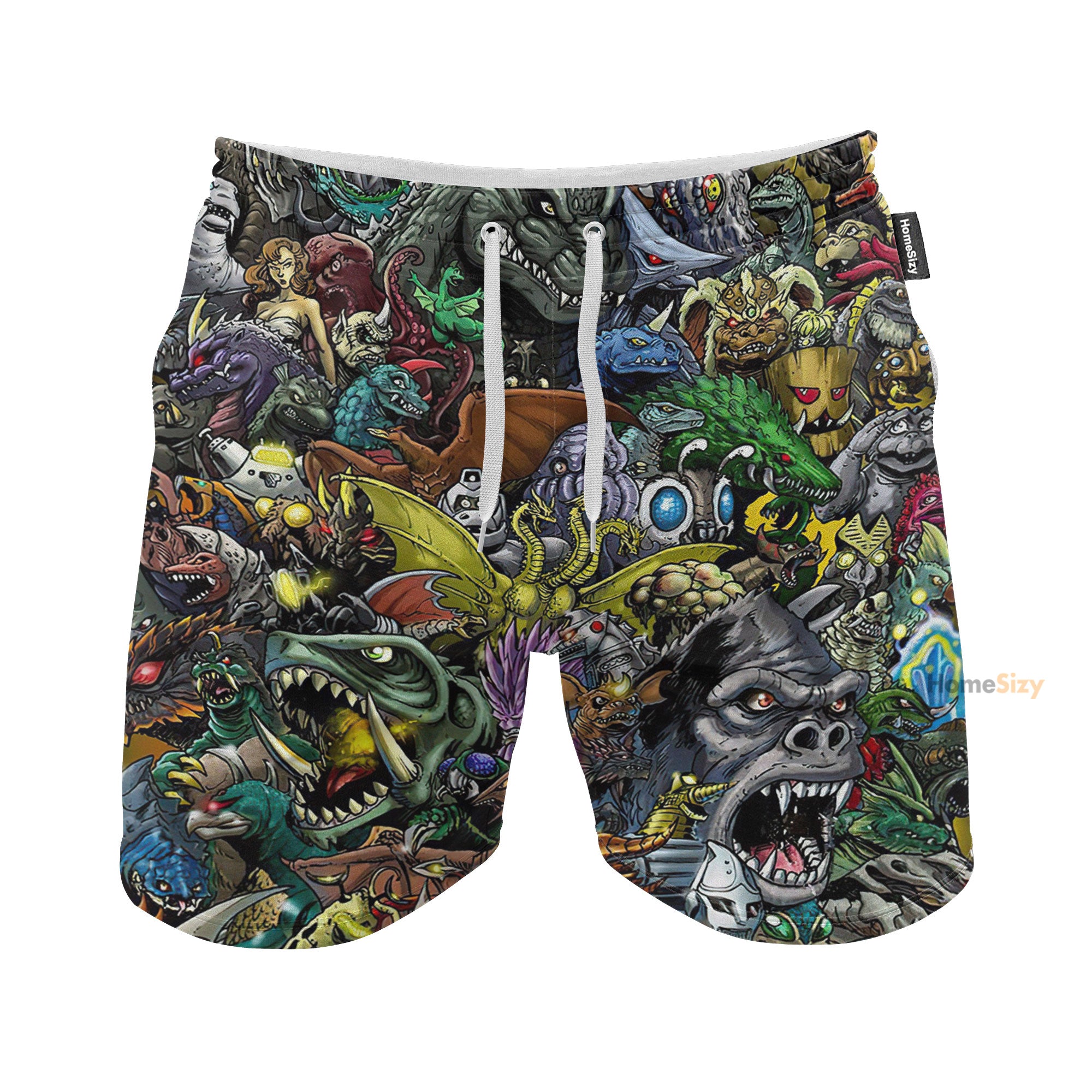 Godzilla Collage Kaiju Monsters - Beach Shorts