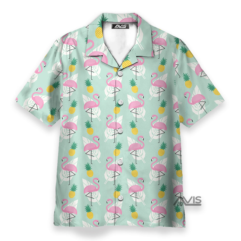 Tropical Pineapple Flamingo Shirt Hawaiian Shirt Summer Vibe