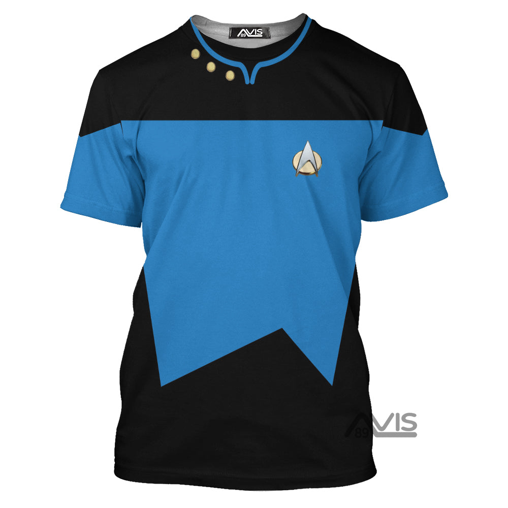 Star Trek The Next Generation Blue Cosplay Costumes - 3D T-Shirt