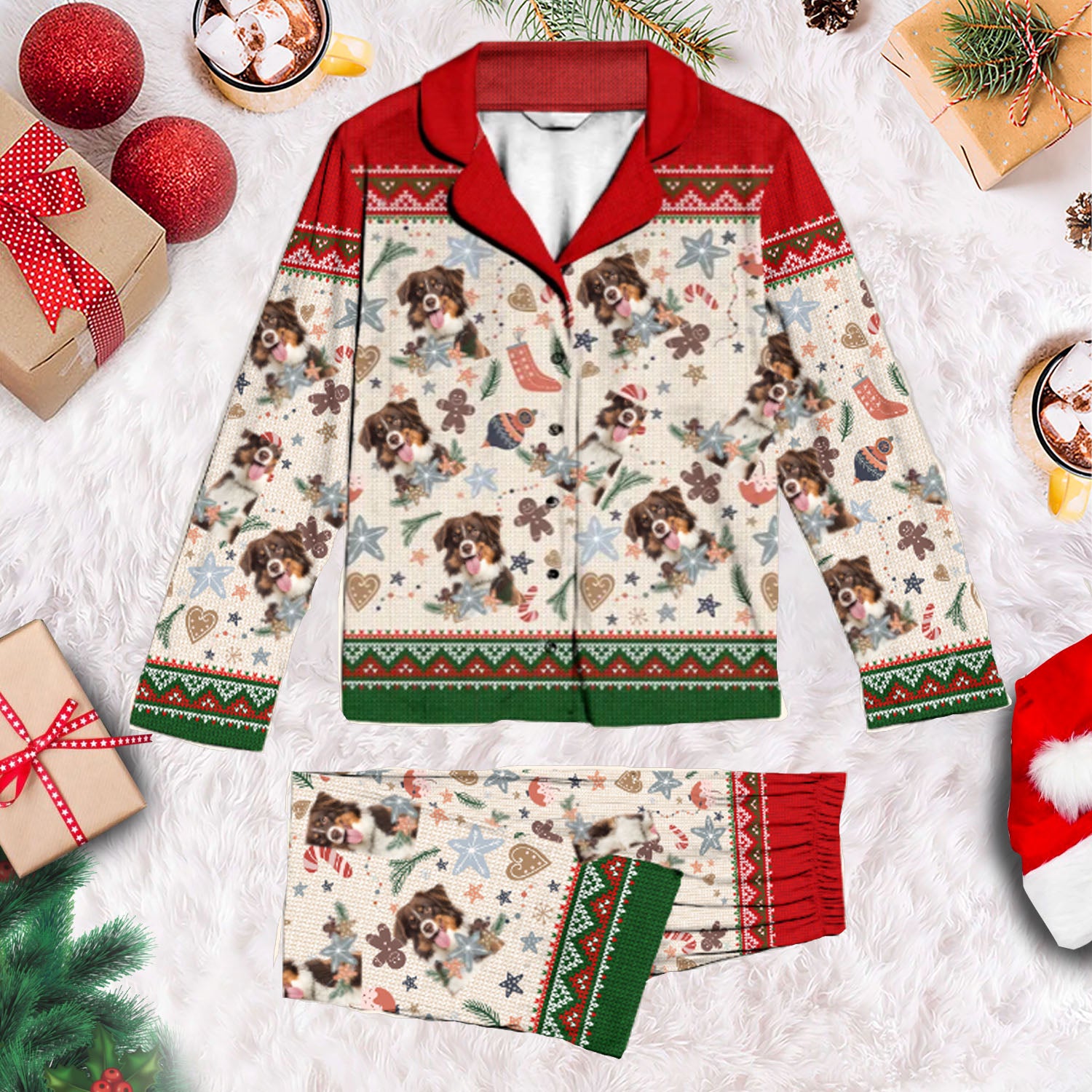 Chrisrtmas Gingerbread - Gift For Dog Mom, Dad - Personalized Long Pajama Set