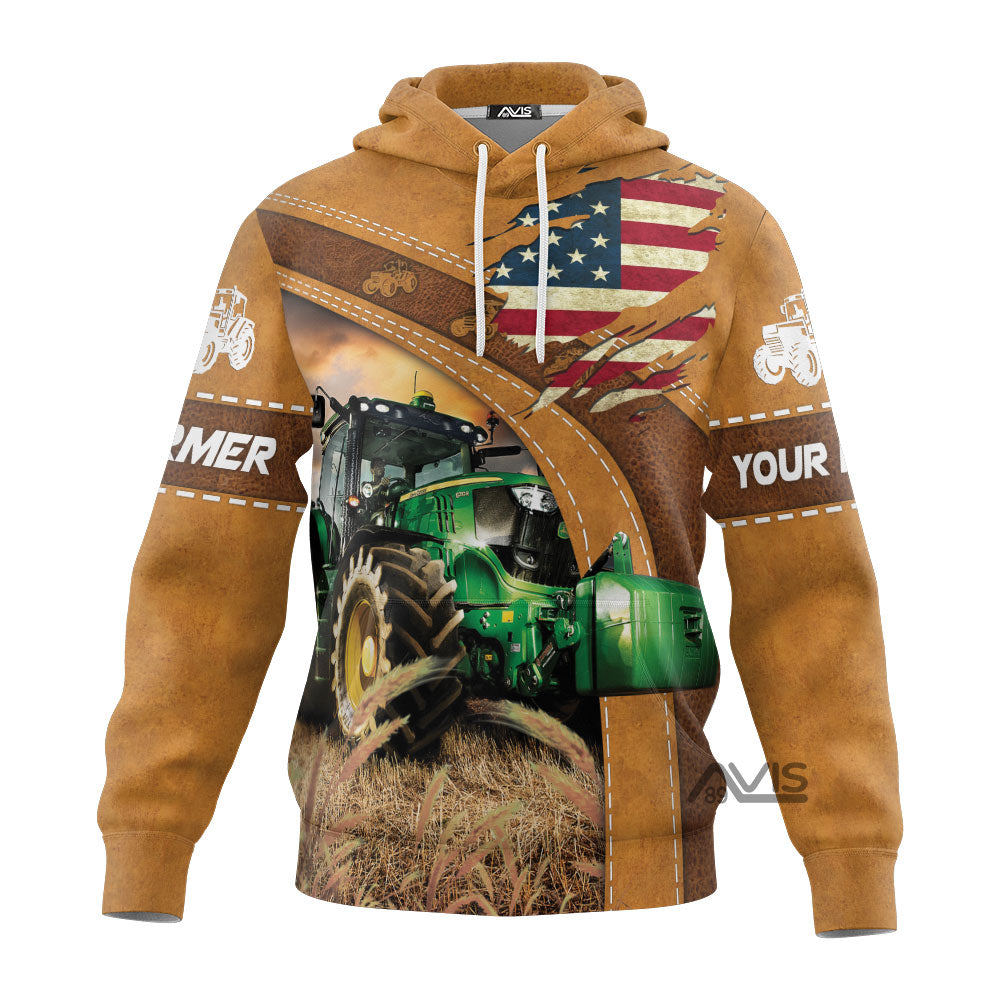 Personalized Name Uni 3D Tractor Flag Hoodie