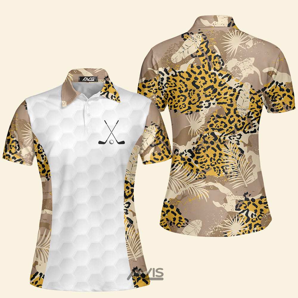 Avis89 Light Brown Leopard Pattern Golf - Gift For Golf Lovers - Women Polo Shirt