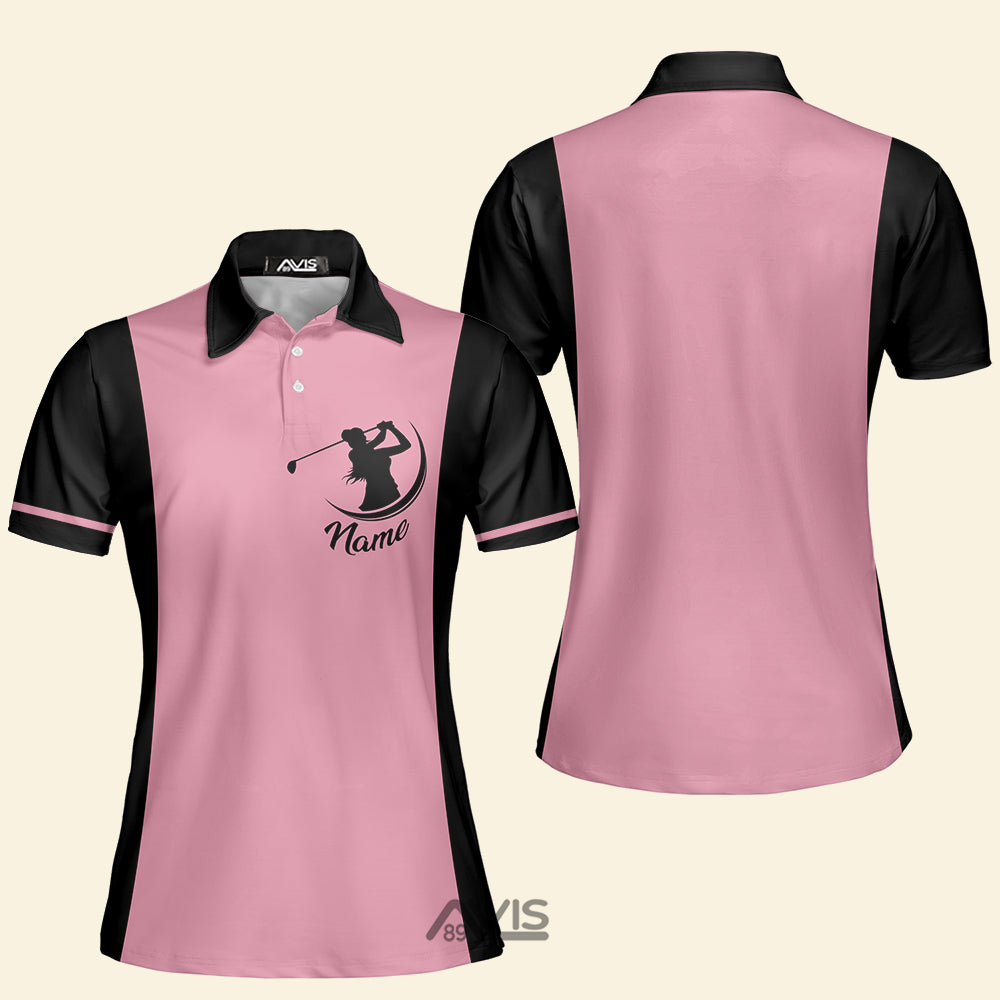 Avis89 Custom Name Golf Cool Pink Girl - Gift For Golf Lovers - Personalized Women Polo Shirt