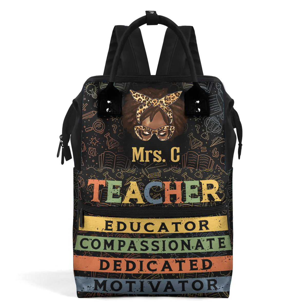 Black Teacher - Personalized Duckbilled Backpack - Back To School Gift For Educators