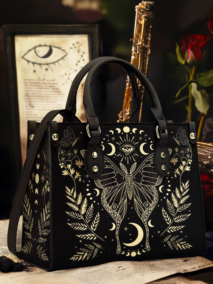 MoonwingEnigmaBlackMysticMoth_MoonPhasesGothic PersonalizedLeatherHandbag WitchyWomen_3