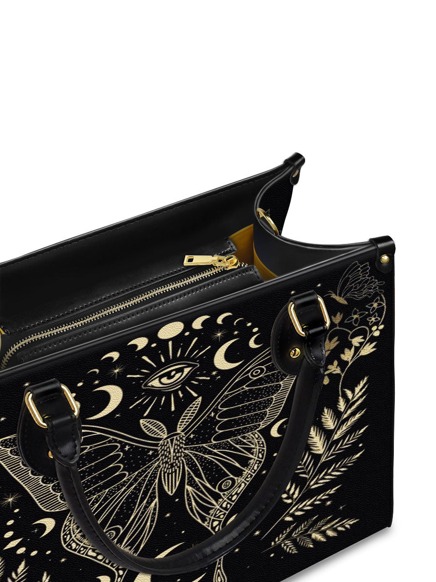 MoonwingEnigmaBlackMysticMoth_MoonPhasesGothic PersonalizedLeatherHandbag WitchyWomen_4