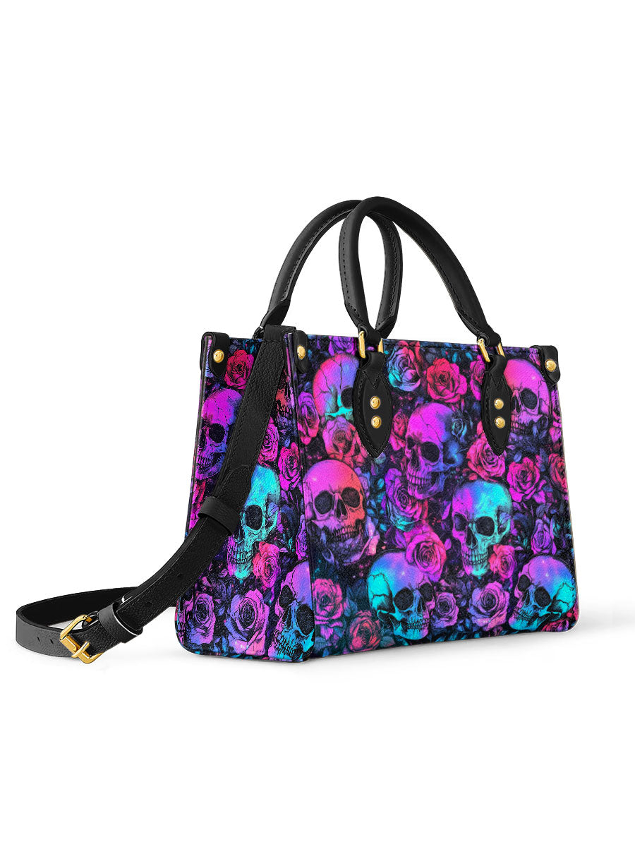 NeonGothicSkullRosePrint LeatherHandbag_2