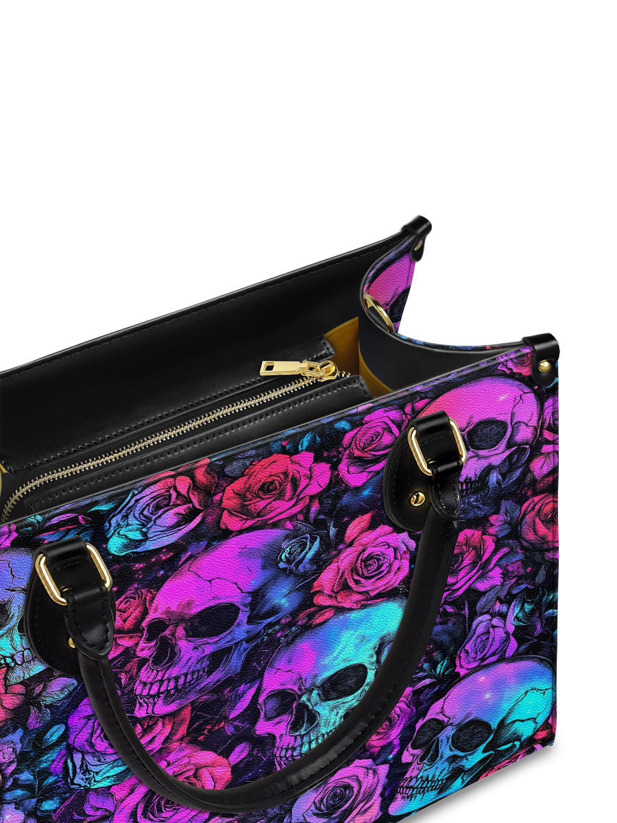 NeonGothicSkullRosePrint LeatherHandbag_5
